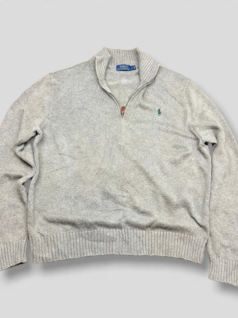 Polo Ralph Lauren Mens Gray Cotton Quarter-Zip Sweater Size L